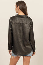 Black Metallic Button Up Shirt