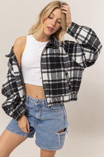 Black/White Plaid Zip Up Jacket