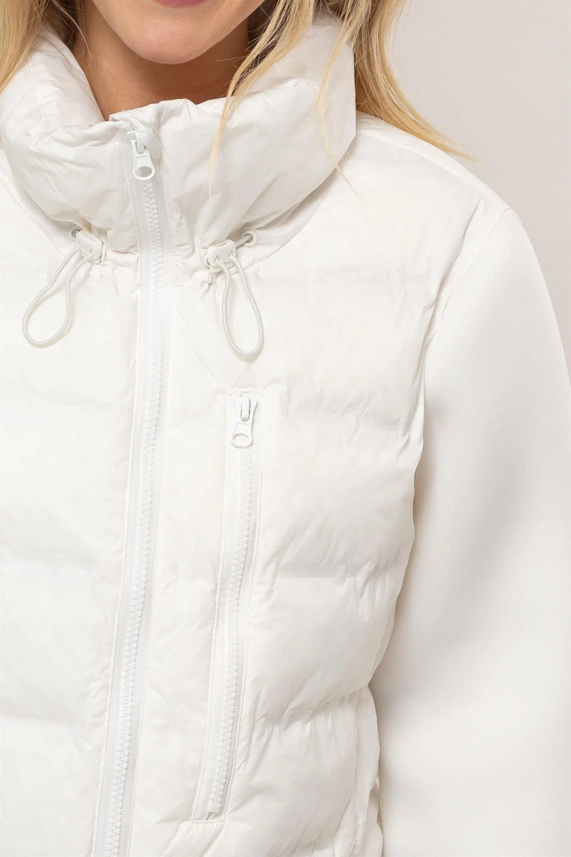 Zoe White Puffer Crop Jacket