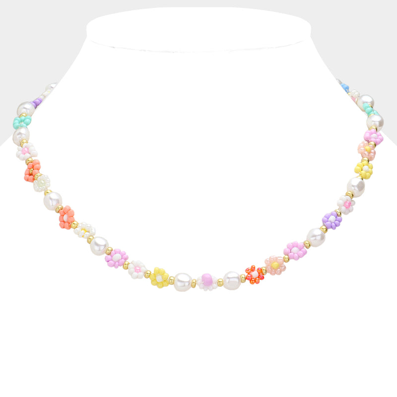 Chunky Beaded Flower Necklaces