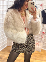 Cream Faux Fur Cream Cropped Jacket