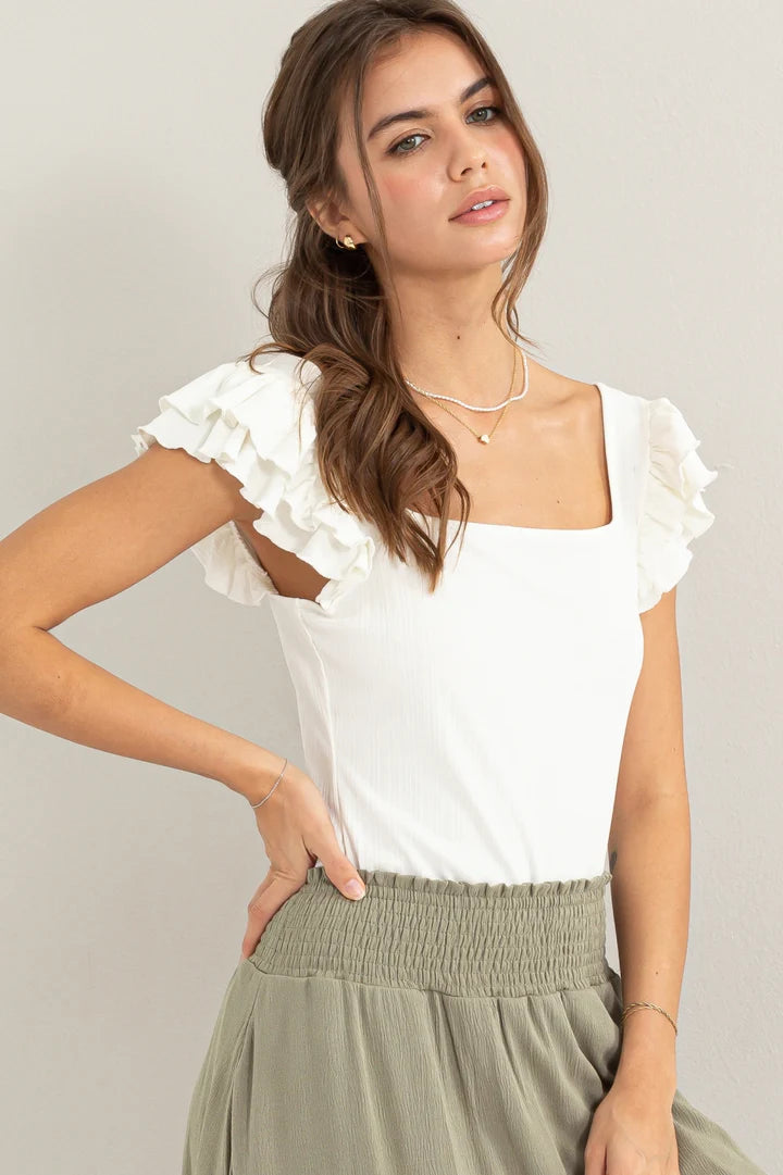 Caroline Ruffed Top | Whiteboard