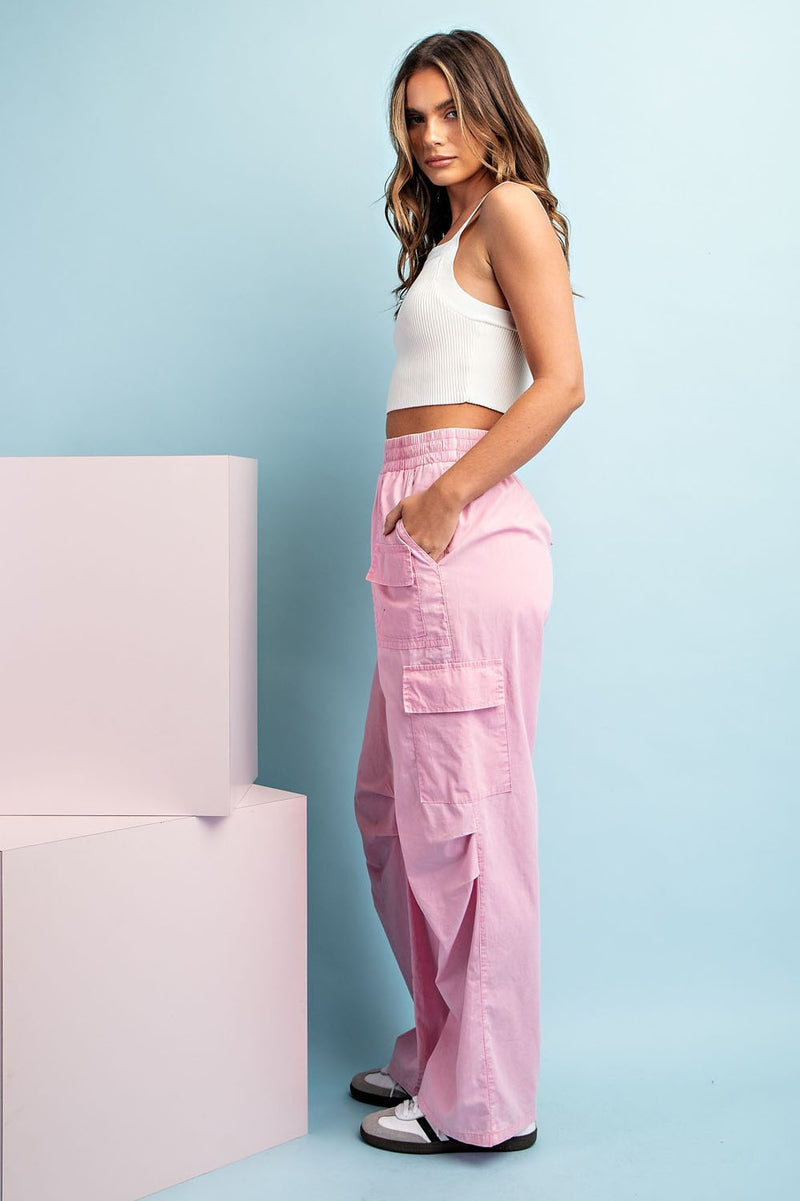 Pink Mineral Wash Cargo Pants