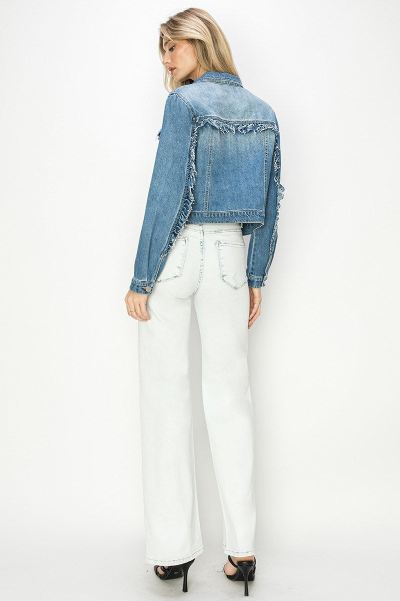 Ruffled Detail Denim Jacket