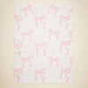 Reversible Pink/White Bow Fuzzy Blanket