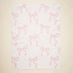 Reversible Pink/White Bow Fuzzy Blanket