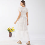 Ivory Boho Embroidered Maxi Dress