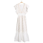 Ivory Boho Embroidered Maxi Dress