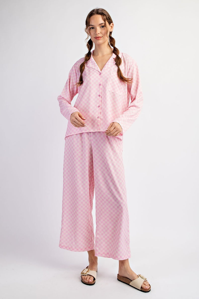 Checkered Pink PJ Set