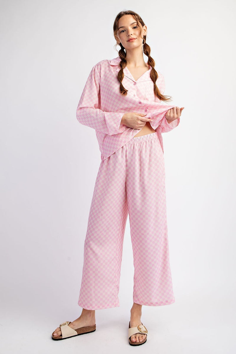 Checkered Pink PJ Set