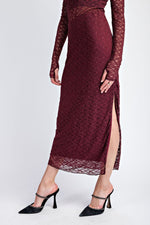 Samantha Plum Lace Side Slit Maxi Skirt