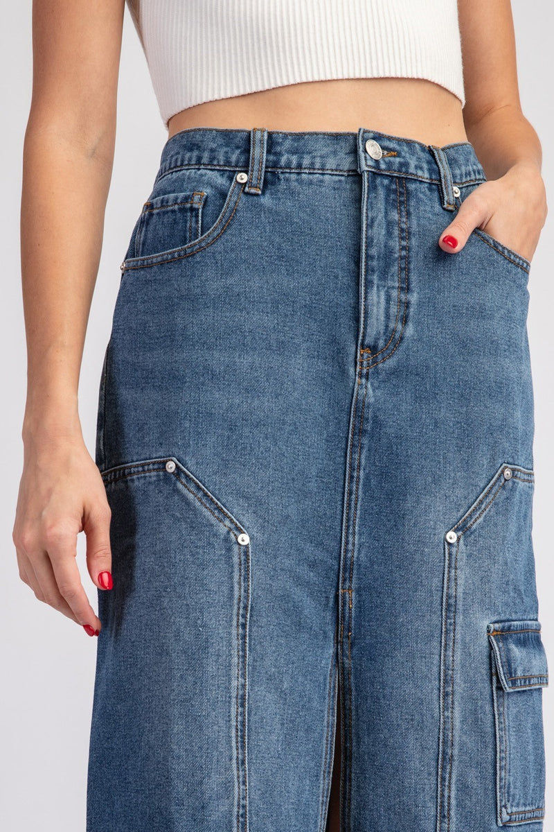 Denim Cargo Skirt