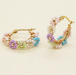 Karly Flower Beaded Hoop Earrings | 3 Colors