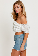 Off The Shoulder Frill Crop Top