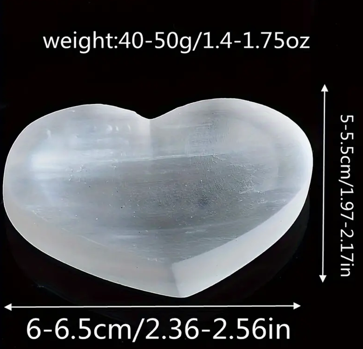 White Selenite Crystal Heart Shaped Bowls