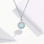 Sterling Silver Opal Sun Pendant Necklace