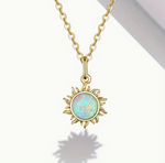 Sterling Silver Opal Sun Pendant Necklace