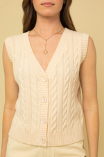 V-Neck Cable Knit Sweater Vest