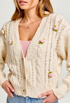 Crocheted Flower Detail Cardigan