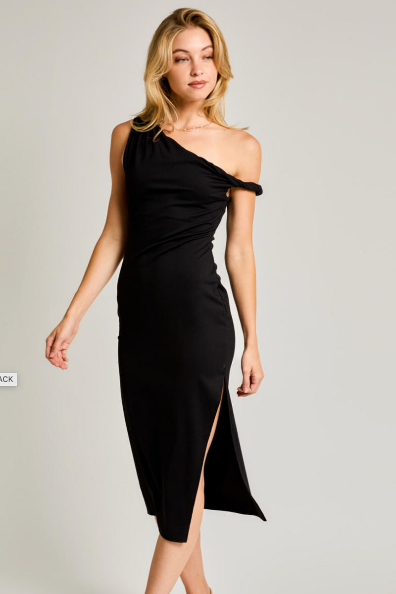 Twisted Detail Black Dress