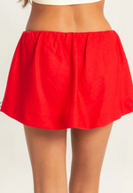 Red Mid Rise Skort