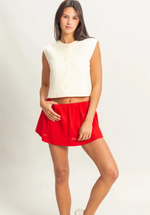 Red Mid Rise Skort
