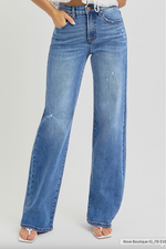 Elastic Band High Rise Wide Jeans
