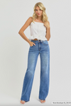 Elastic Band High Rise Wide Jeans