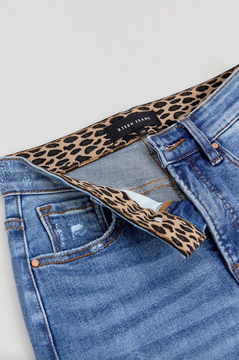 Elastic Band High Rise Wide Jeans