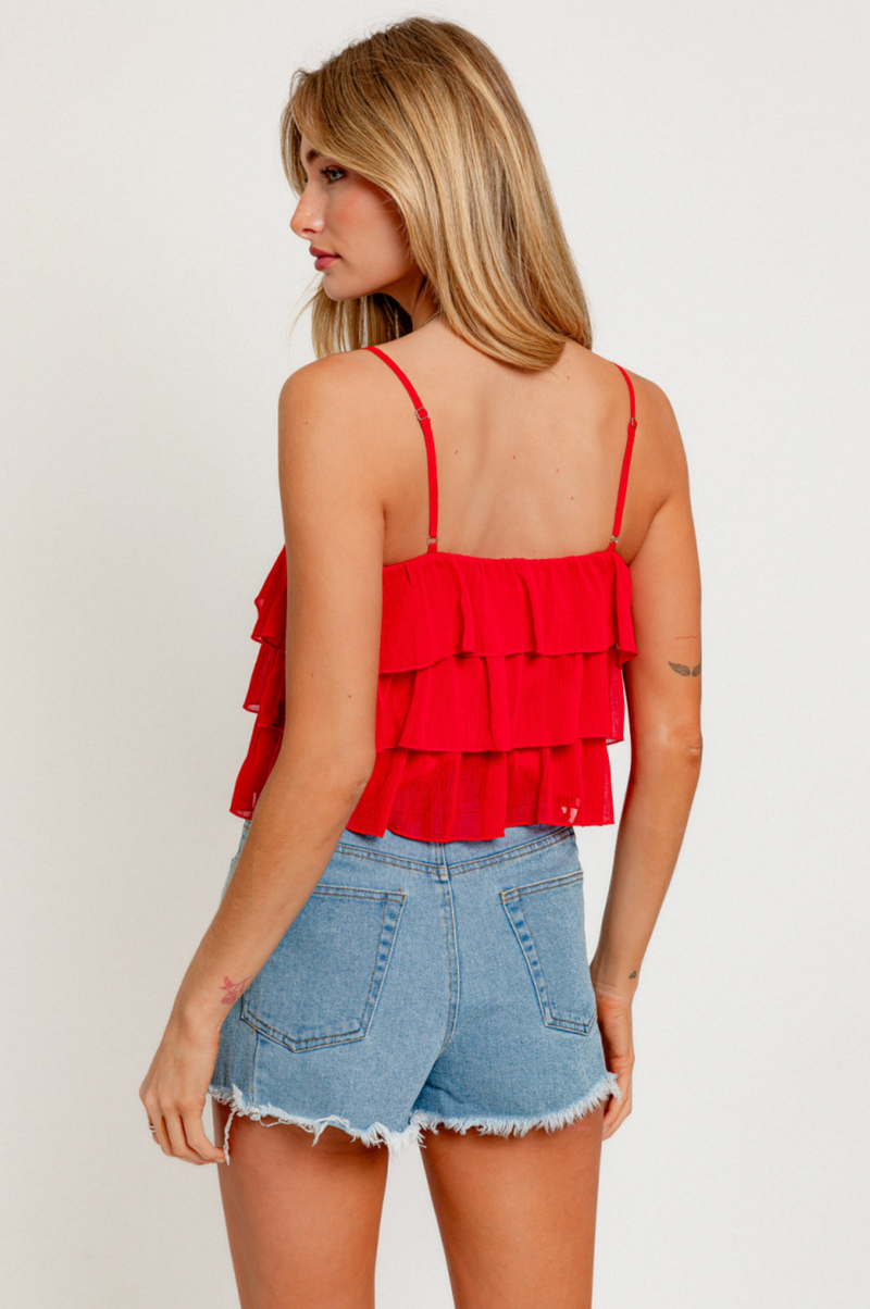 Red Ruffle Tank Top