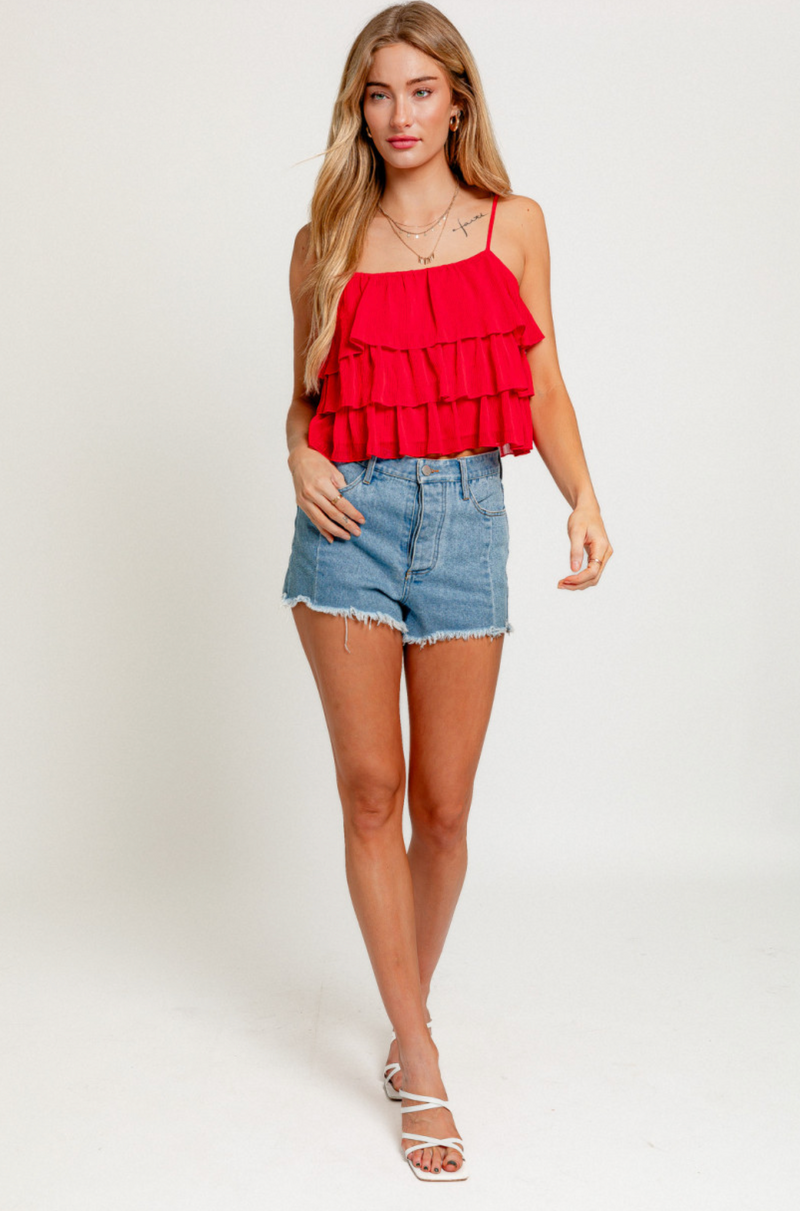 Red Ruffle Tank Top