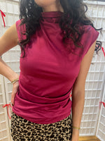 Magenta Shirred Side Top