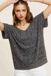 Snow Black Loose Fit Textured Pullover Sweater