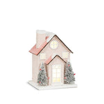 Small Snowy Pink Glitter House w/ LED