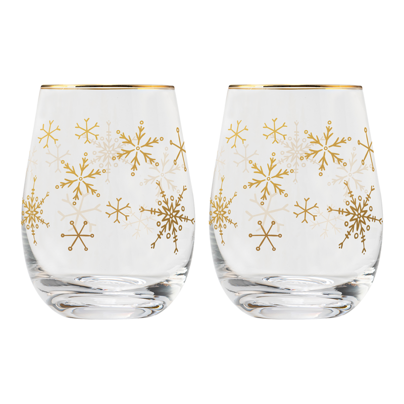 Snowflakes Stemless Wine Glasses