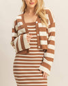 Brown & White Striped Sweater Dress