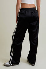 Satin Black Pants w/ Lace Trim