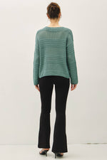 Teal Fisherman Crochet Sweater
