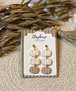 Plaid Pumpkins Clay Earrings : 3 pumpkins dangles