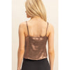 Brown Satin Lace-Up Camisole