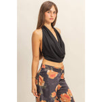 Black Draped Halter Top