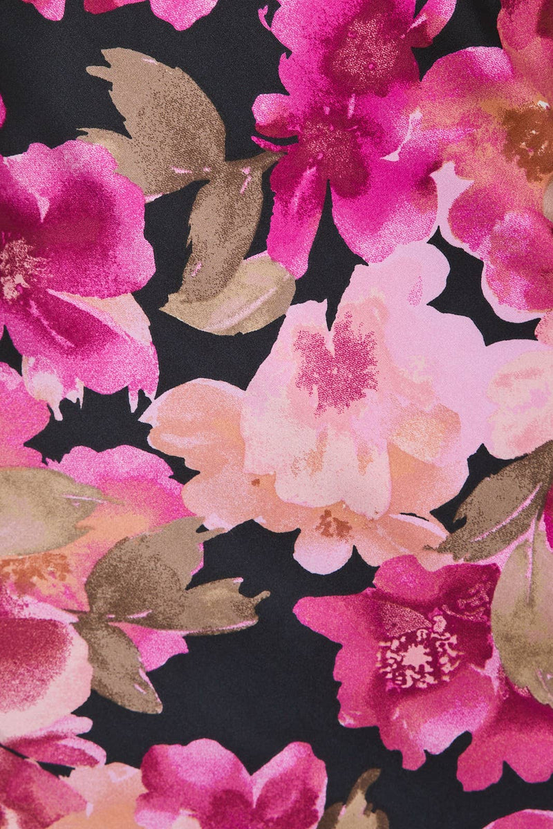 Pink Dark Floral Satin maxi Dress