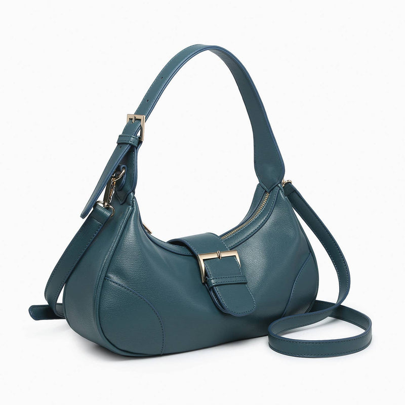 Hunter Green Madrid Buckle Shoulder Bag