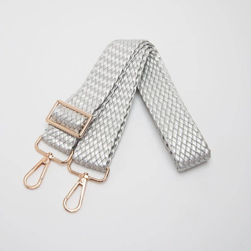 Silver Metallic Woven Bag Strap