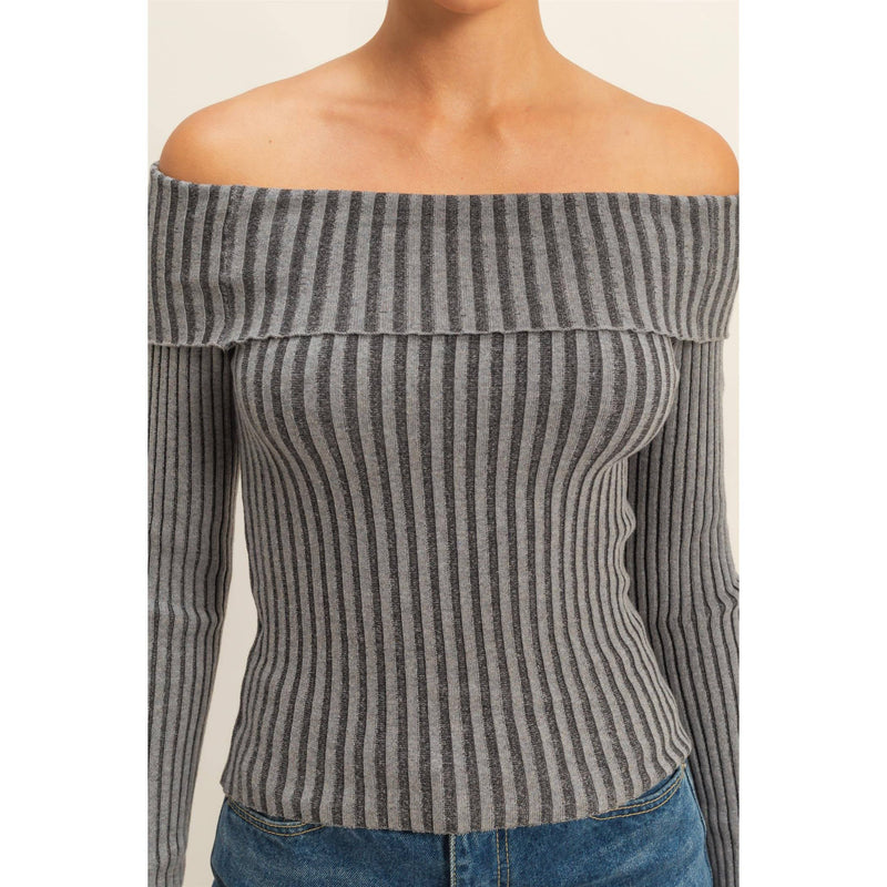 Off-Shoulder Charcoal Top