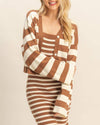 Brown & White Striped Sweater Dress