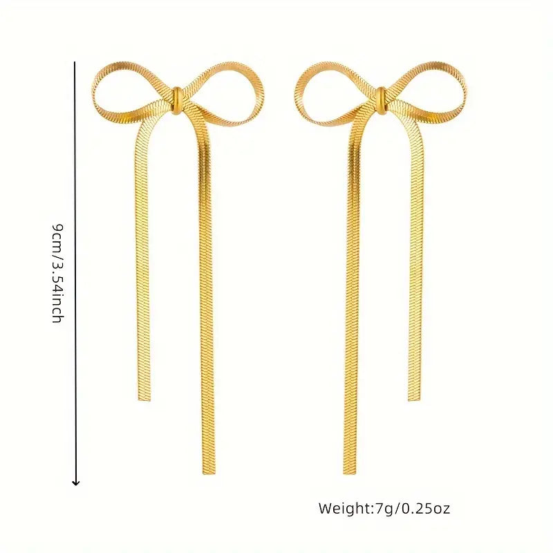 Long Bow Earrings | Gold or Silver