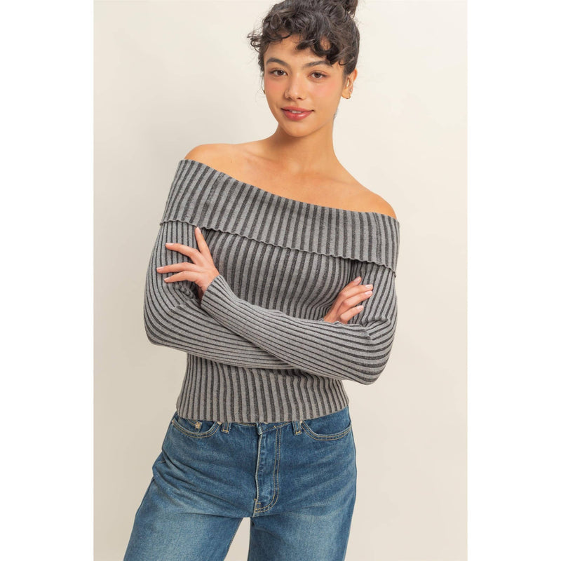 Off-Shoulder Charcoal Top