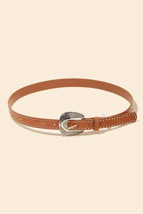 Studded Western Faux Leather Brown Belt