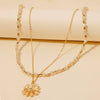 Flower Pendant Mixed Beaded Layered Necklace \ White or Teal